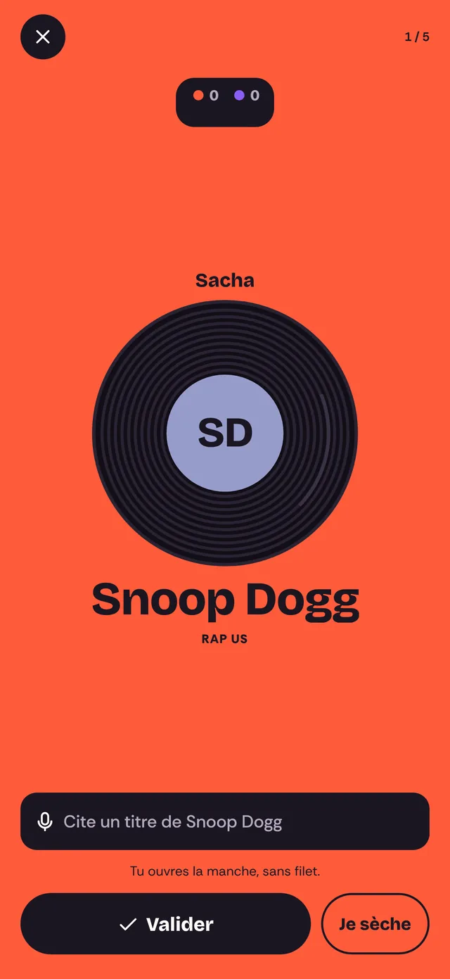 Le Match : au tour de Sacha de citer un titre de Snoop Dogg